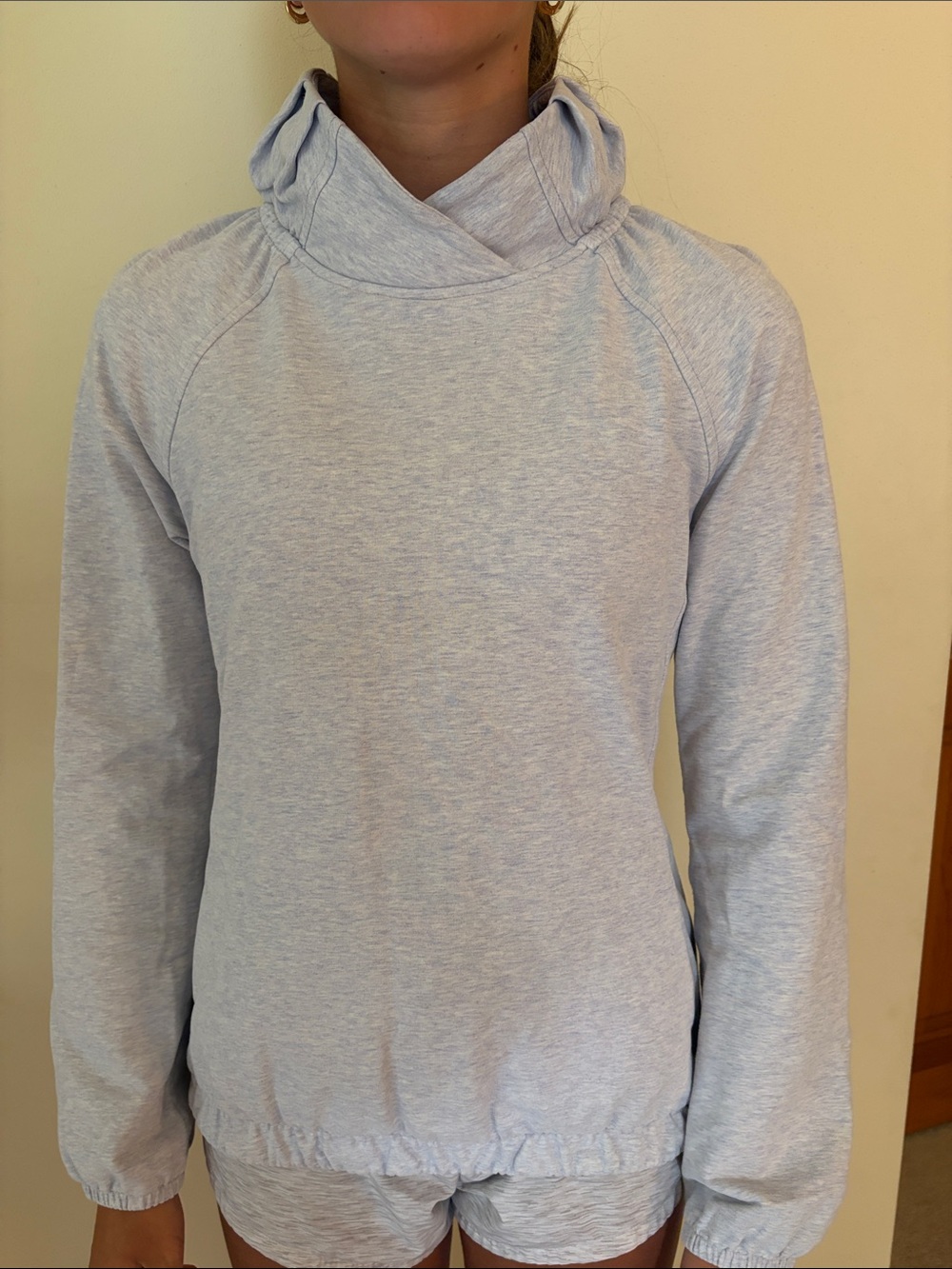 lululemon athletica Light Gray/purple huges Cowl Turtleneck Sweater